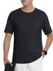 [TACVASEN] Men's Short-Sleeve Summer T-Shirt, Lightweight, Sporty, Simple Everyday Wear, Cotton, Sweat-Absorbing, Plain, with Chest Pocket, Cool Black