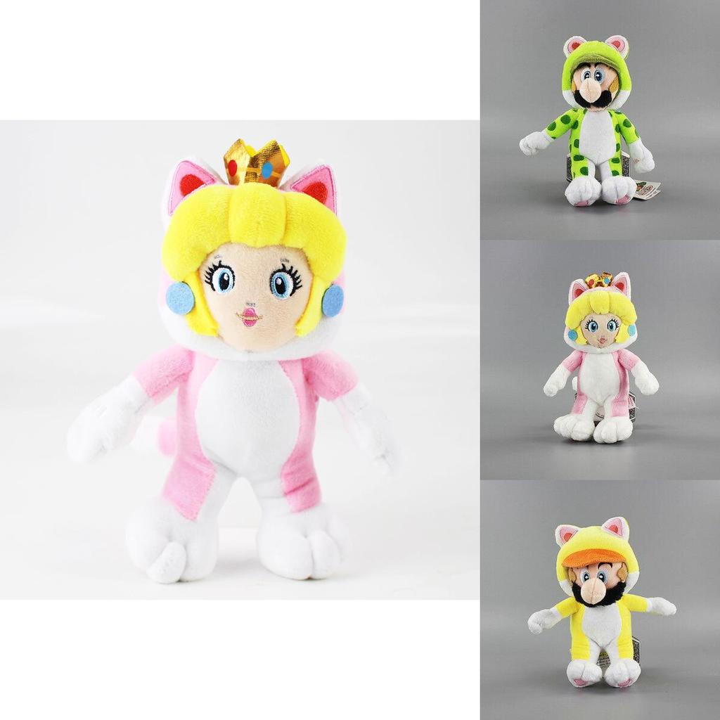 Realistische Niedliche Prinzessin Sanei Super Mario 3D World Neko Katze Mario Plüschpuppe Spielzeug Komplettes Interaktives Spielset