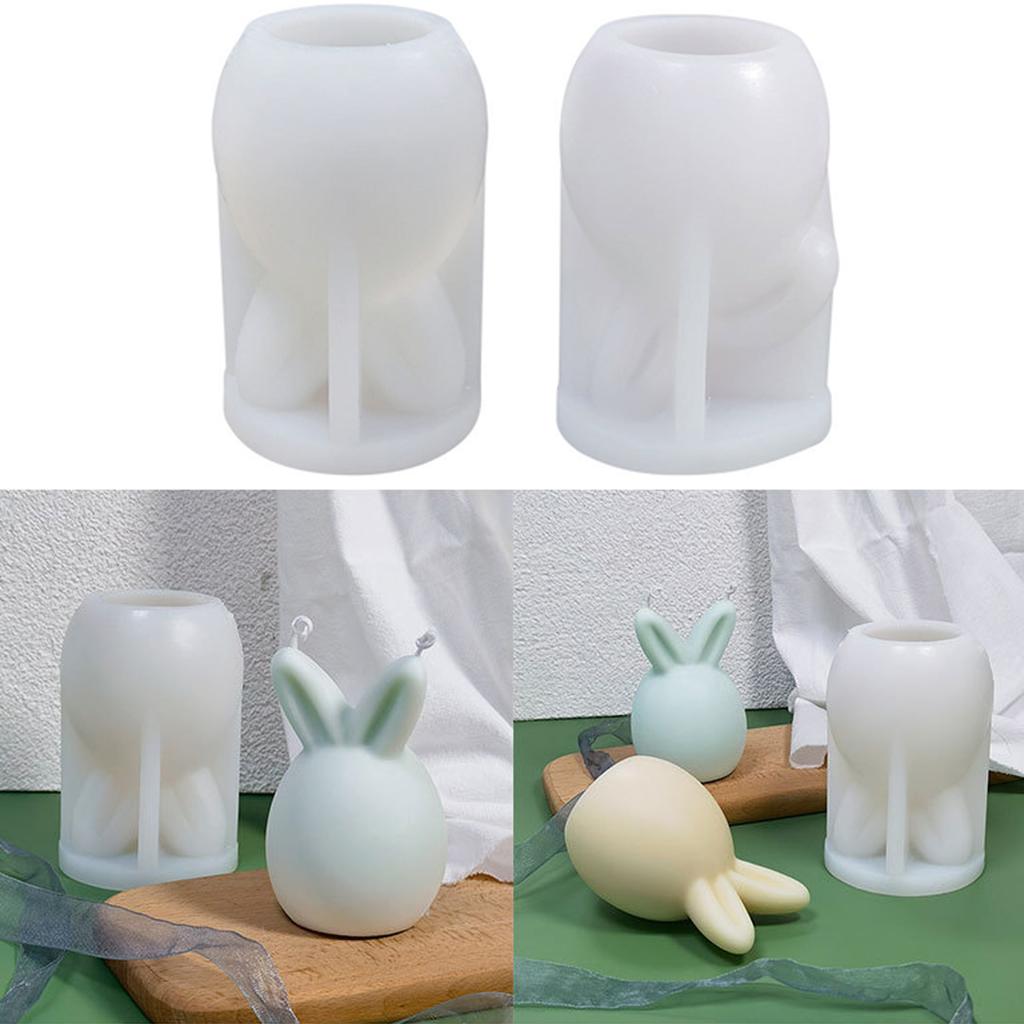 3D Rabbit Egg Mold Silicone Candle Mold for Making Fondant Cake Soap Holiday Decorations