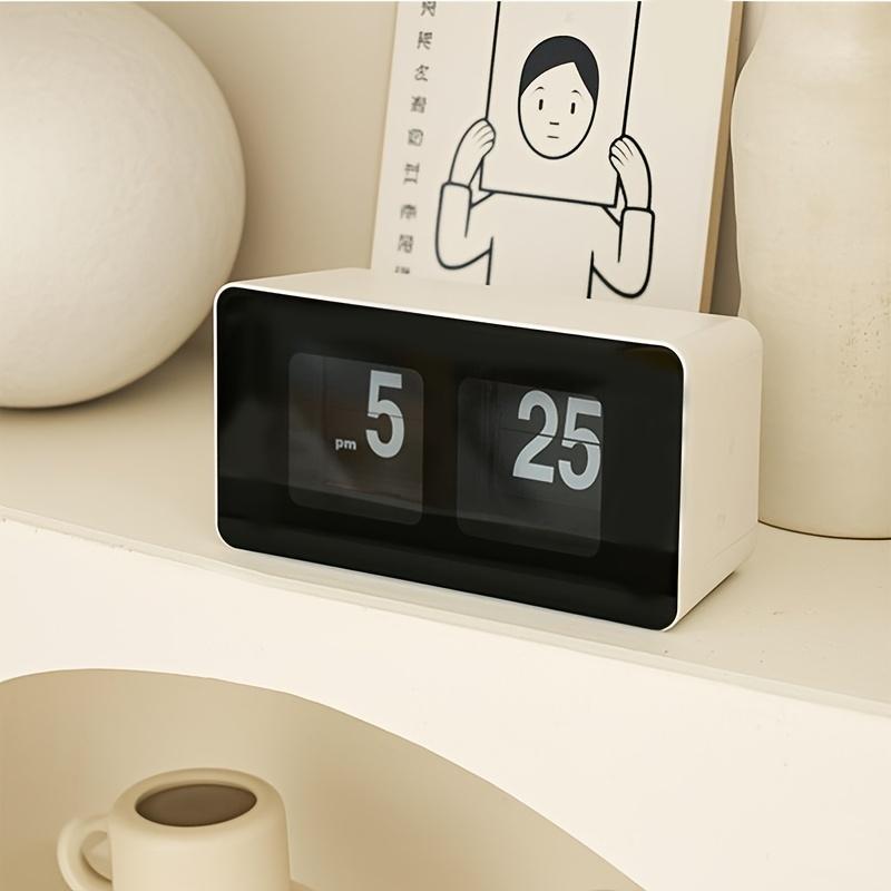 Automatic Flip Clock Alarm Silent Non Ticking Mechanism, Retro Vintage Bedside Clock with Digital Display, AA Battery Operated Not Included