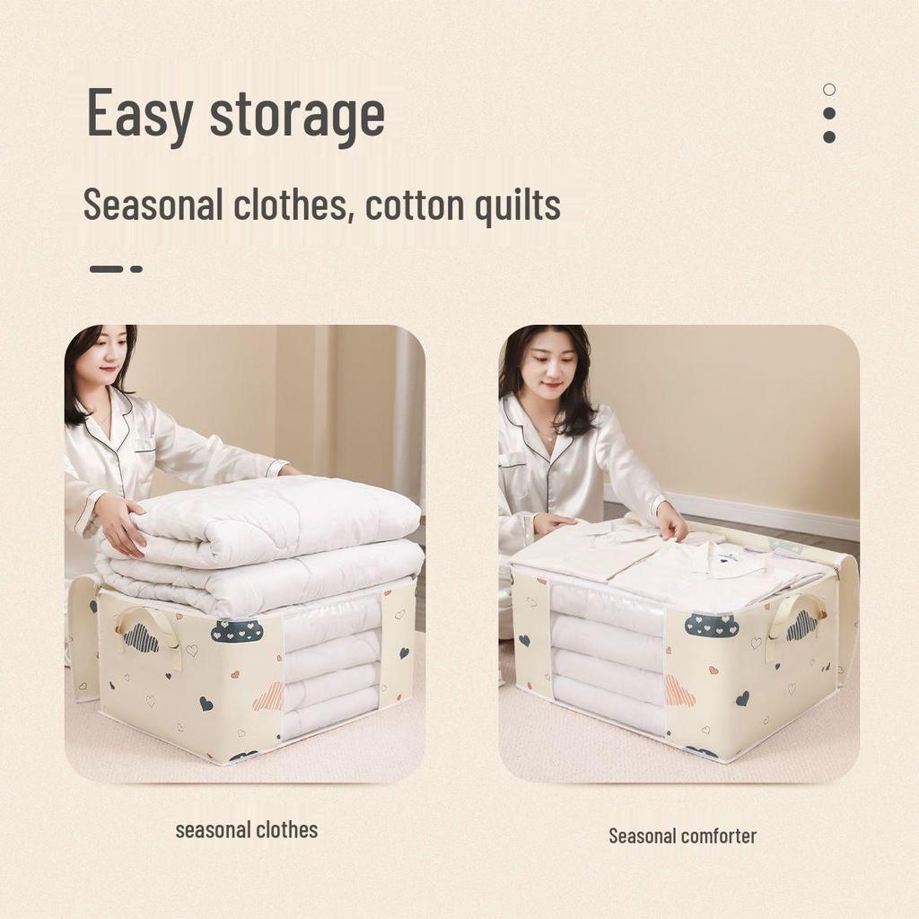 Large Capacity Moisture-Proof Quilt Storage Bag with Zipper, Thickened Cotton for Clothes and Moving