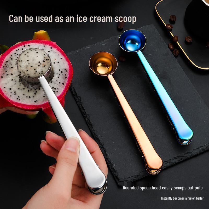 Stainless Steel Multi-Functional Clip Spoon for Snacks, Tea Bags, Milk Powder, and Coffee