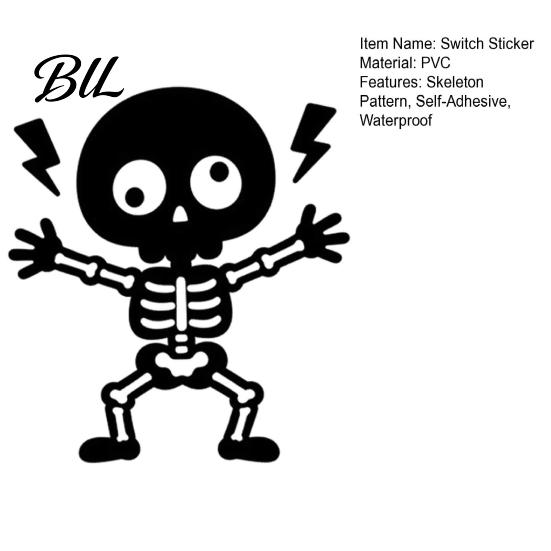Halloween Decorative Sticker Electric Shock Skeleton Switch Sticker, Cartoon Wall Decoration PVC Self Adhesive Light Decal for Bedroom Living