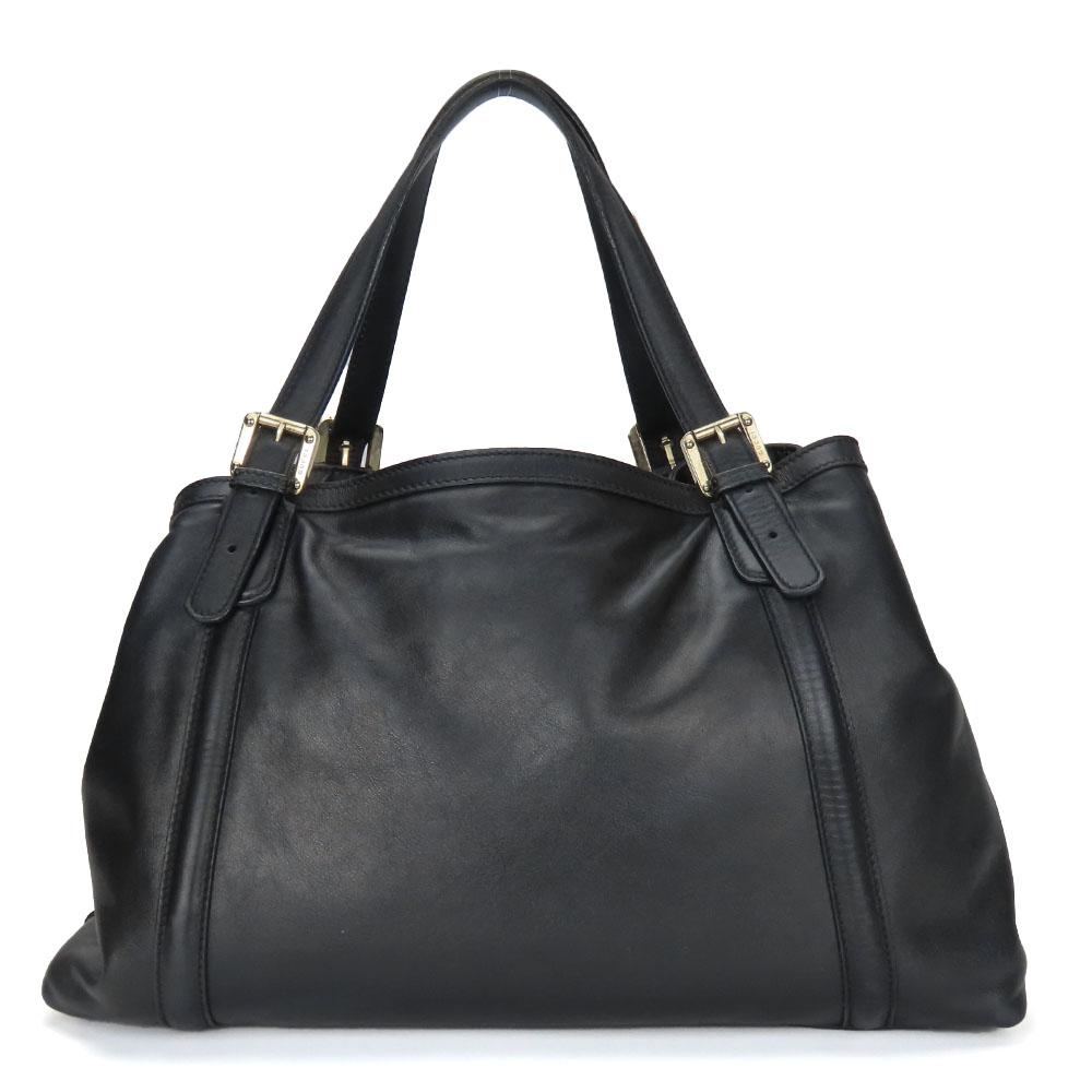 Used GUCCI Tote Bag Newbrit Double G 162094 Interlocking Leather Black Shoulder