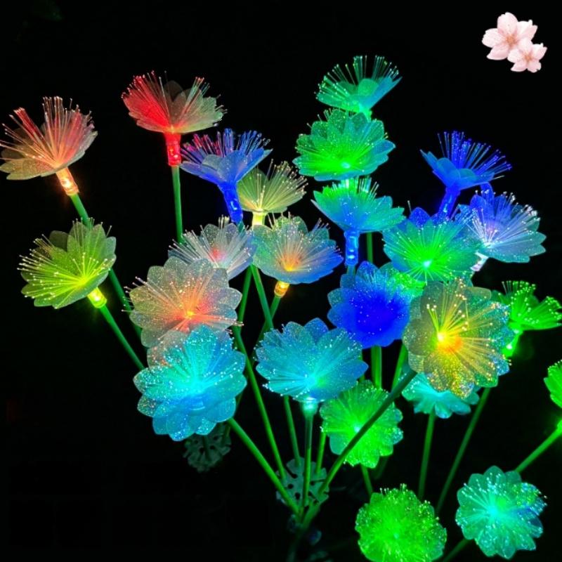 Solar 6LEDS Cherry Blossom Flower Lights Solar Ground Plug Atmosphere Lights Garden Lights Lawn Lights Garden Decoration