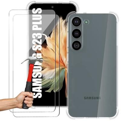 Protective Case for Samsung Galaxy S23+ (S23 Plus) - E.F.CONNECTION -Silicone Transparent and 2 Tempered Glass