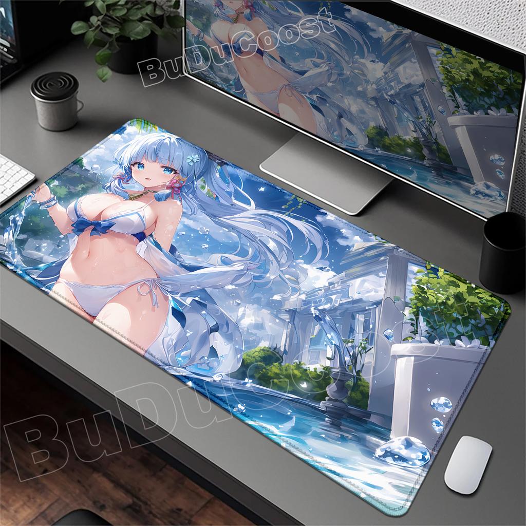 Beautiful Kamisato Ayaka Genshin Impact Mouse Pad Large Desk Mat Keyboard Office Rubber Game PC Non-slip Mousepad XXL Accessorie