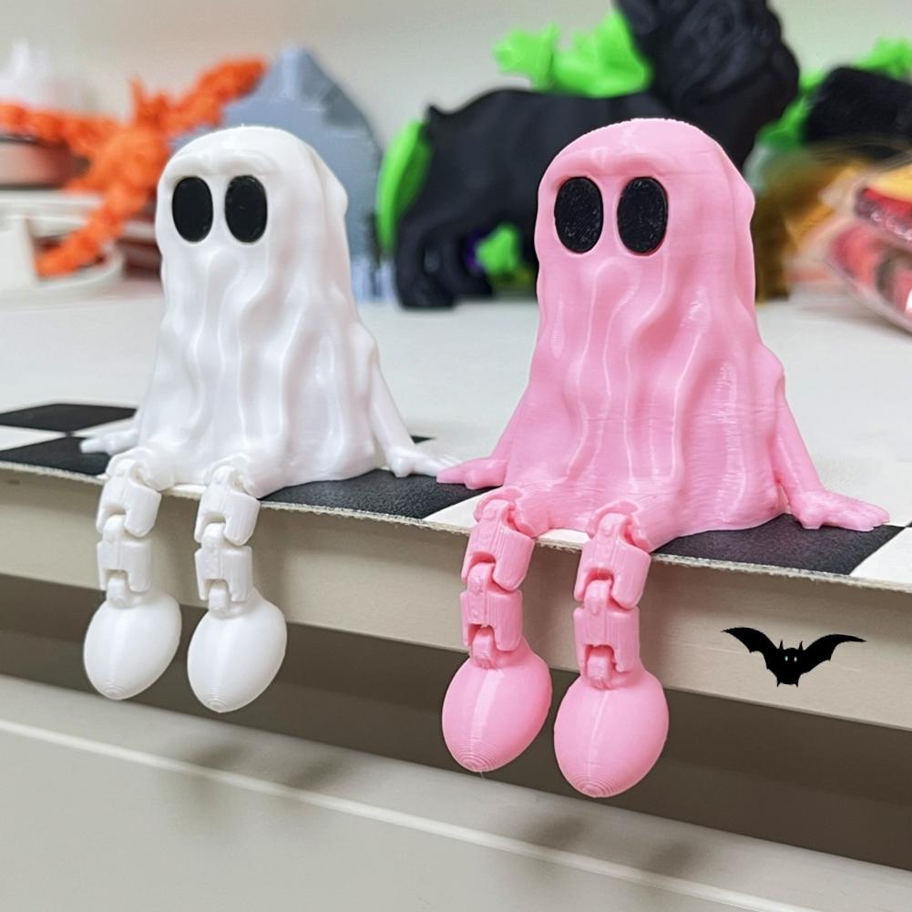 Halloween Ghost Figurine 3D Printed Sitting Ghost Desktop Halloween Decorations Creative Party Gift Ornaments