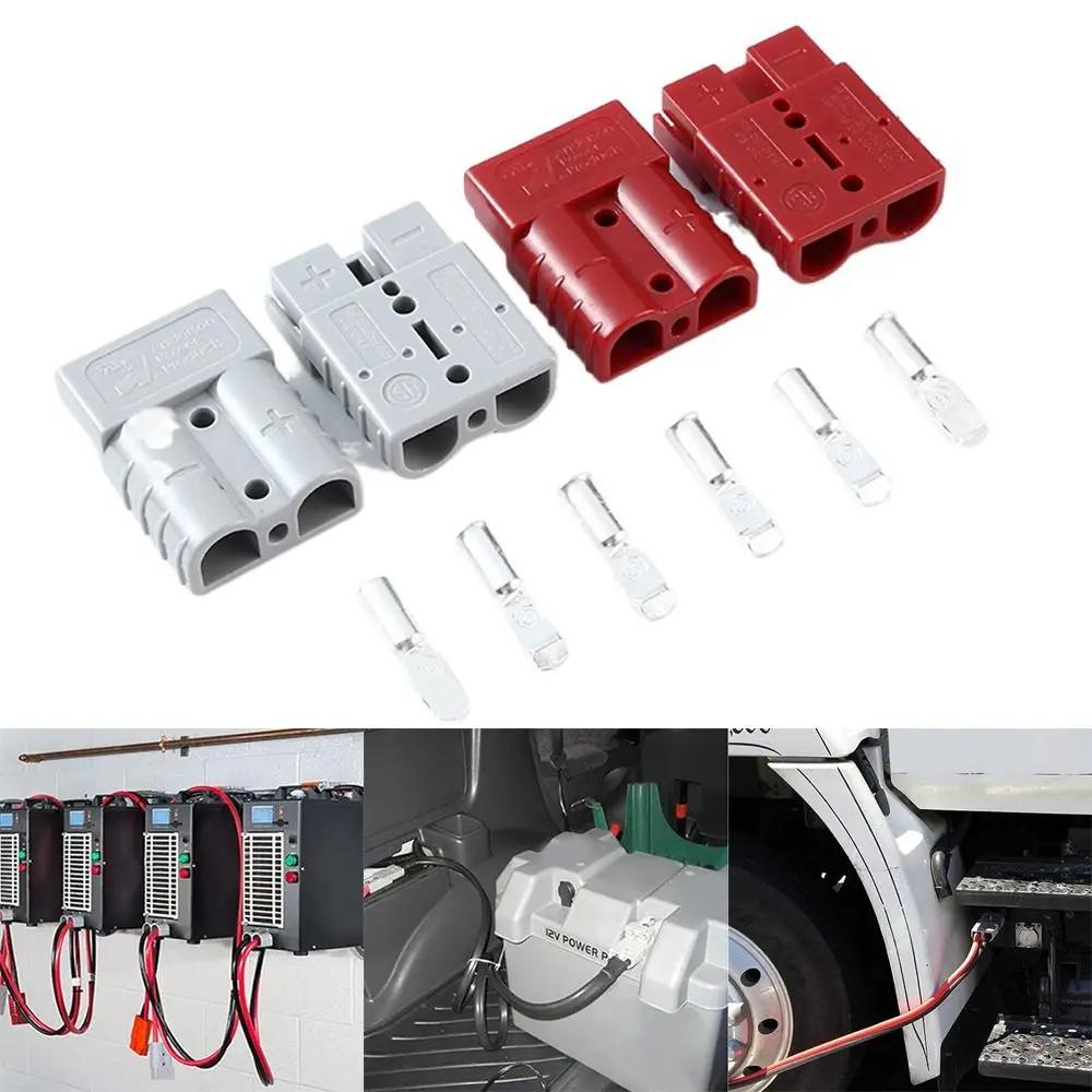 Terminals 50 AMP Plug Cable Terminal 600V Grey Red Battery Power Connector Pins Lugs Copper For Anderson