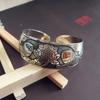 Retro Silver Bracelet Engraved Opening Wide Bracelet Fashionable Personality Miao Silver Old Antique Jewelry
