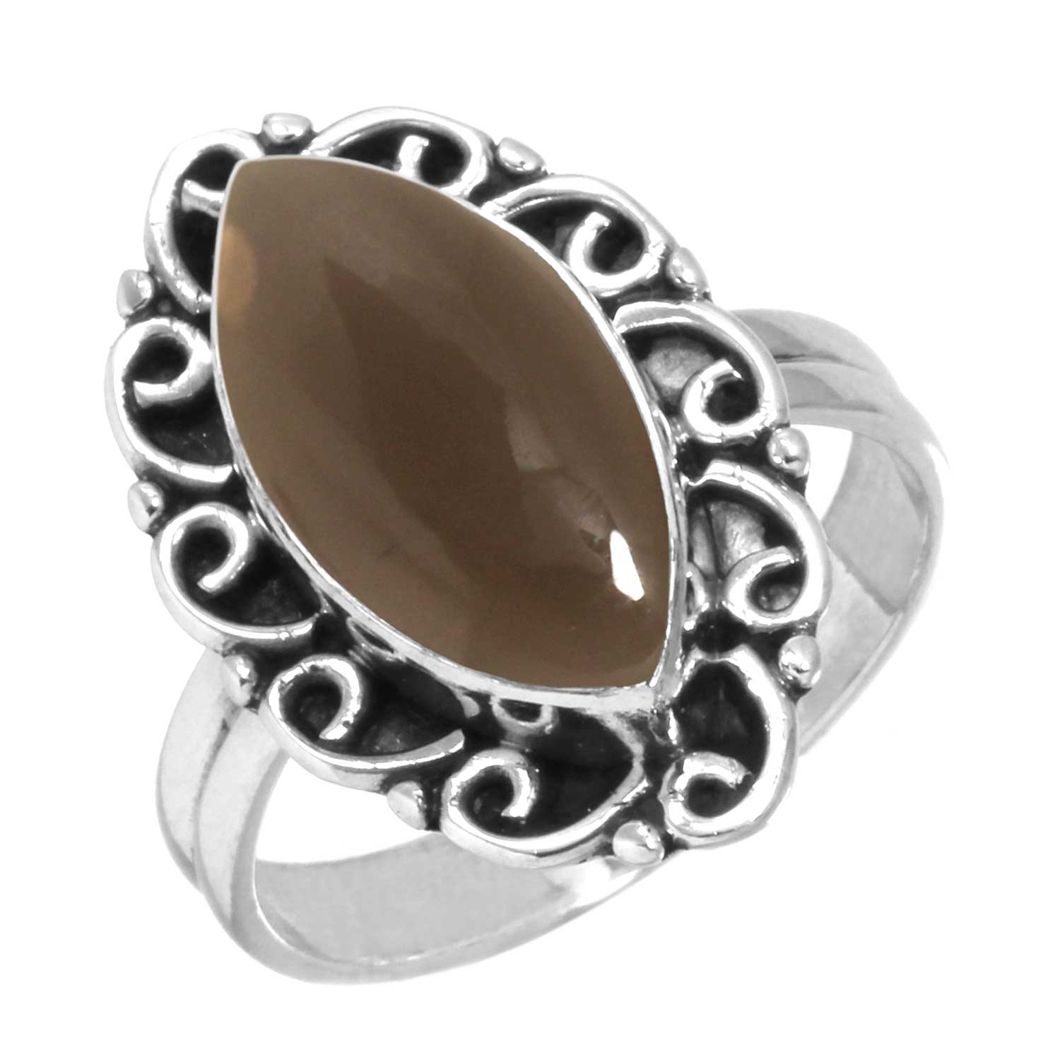 

Кольцо из стерлингового серебра 925 пробы с драгоценными камнями, ювелирные изделия ручной работы, подарок на помолвку, малахит, радужный лунный камень, розовый кварц, красный камень, дымчатый топаз, тигровый глаз, бохо 11.5 дымчатый топаз