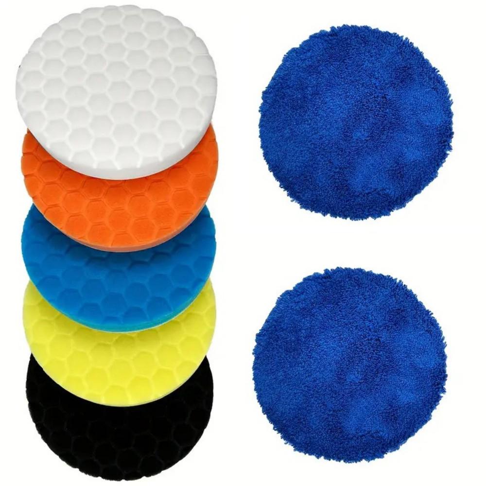7PCS 5/6 inch Polishing Pads - Self-adhesive Car Polishing, Waxing, Cleaning Sponge - reusable Car Maintenance Tools