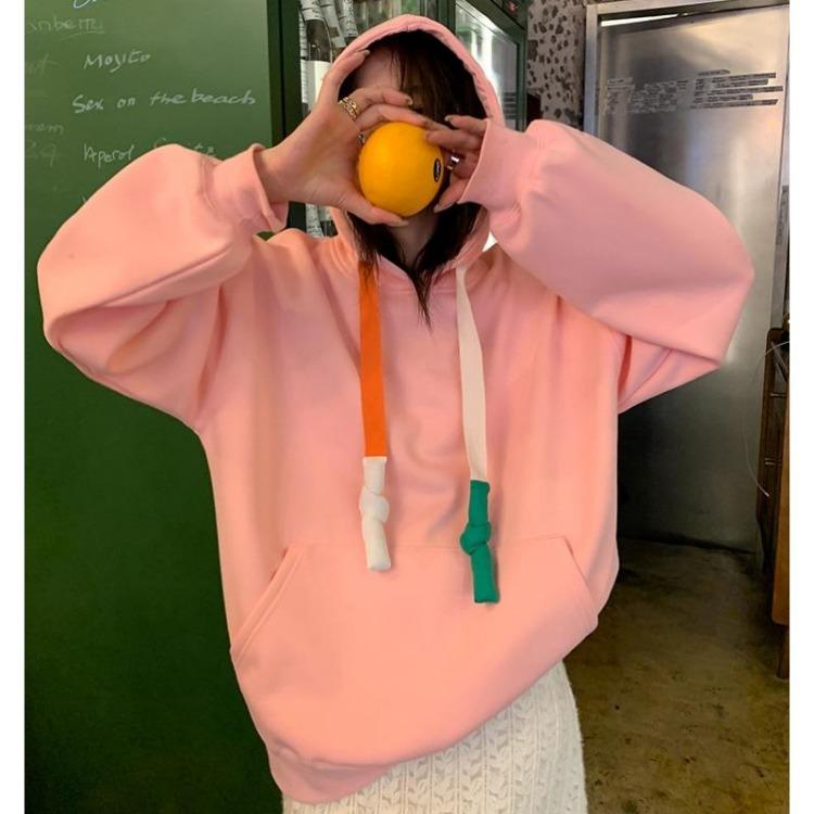 

2024 Новая Стильная Розовая Толстовка Большого Размера Женская Зимняя Повседневная Свободная с Круглым Вырезом Пуловер Топы Футболка Длинный Рукав One Size розовый