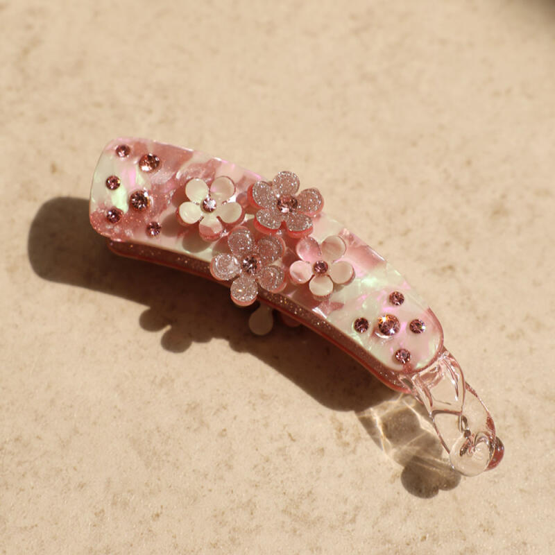 

Enel Half-Bundle Flower Banana Pin Crystal Hairpin A261 brown