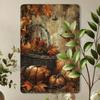 Vintage Autumn Metal Tin Sign 8x12 Inch Rustic Farmhouse Wall Decor, Retro Harvest Pumpkin Butterfly Leaf Seasonal Home Decoration