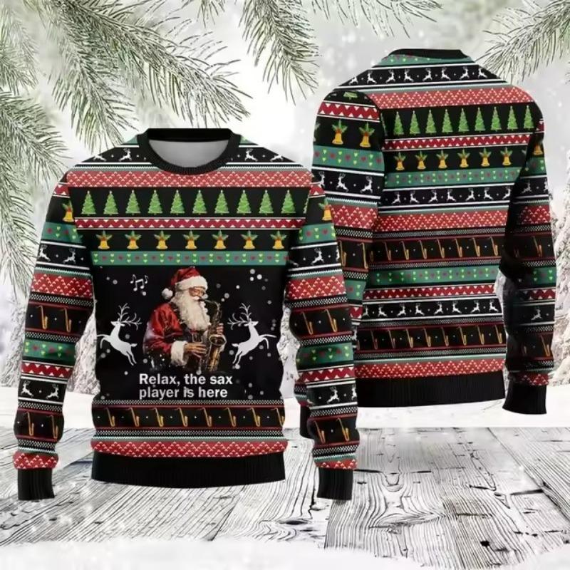 Santa Claus Christmas Hoodie Men Clothes Funny Ugly Christmas Top Men Crewneck Sweatshirt Hip Hop Male Hoodies