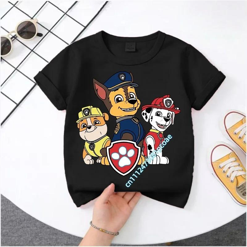 Hot Paw Patrol Kids T-shirts Kawaii Cartoon Character Printed Shirts Cute Boys Girls Casuals Tops Summer Birthday Clothing Gift