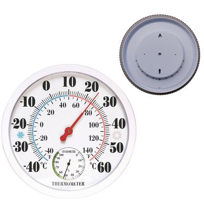 Indoor Outdoor Thermometer Hygrometer White Round Analog Display for Garden Greenhouse Temperature 40 To 140 Fahrenheit