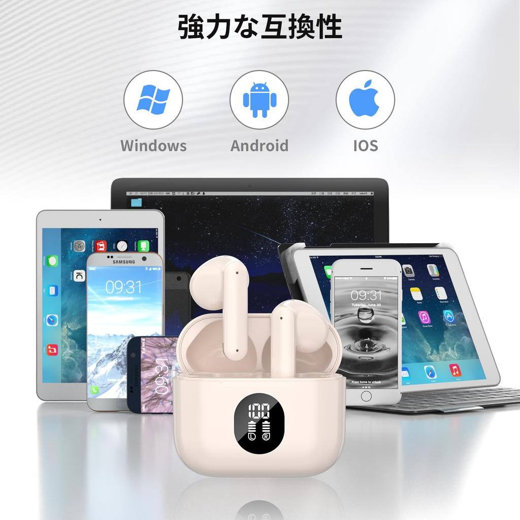 New for 2026 Bluetooth 6.0 Wireless Earphones [Automatic Pairing & Battery Level Display]. In-ear type, lightweight, IPX6 waterproof. Smart touch,
