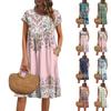 Women's Summer Fashion Casual Round Neck Short Sleeve Vintage Print Dress