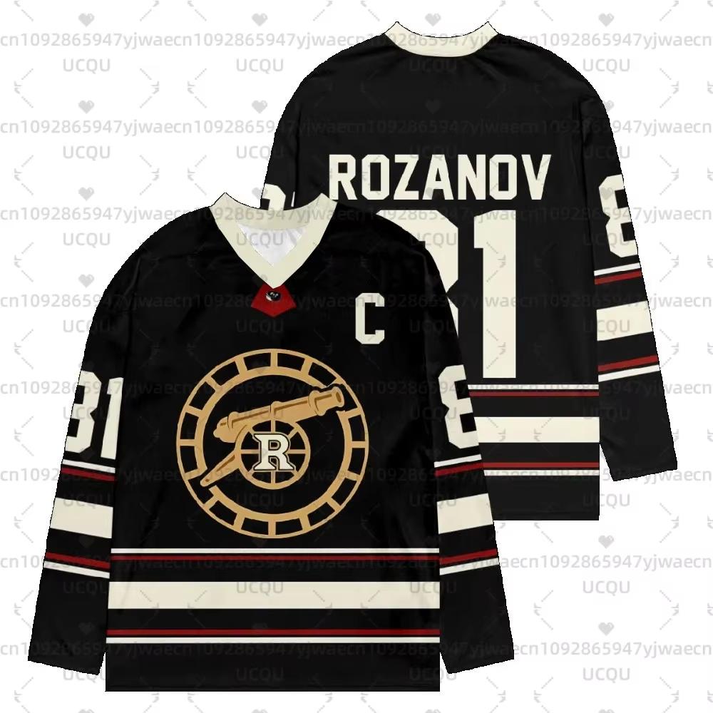 2026 bărbați Nou Tricou cu Mânecă Lungă Jersey de Hochei Încălzit Rivalry Bărbați Femei Rozanov HOLLANDER Tricou cu Gât în V Topuri Unisex Pulovere 7XL black