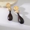 Bohemian Geometric Resin and Metal Oval Earrings with Rope Detail for Women