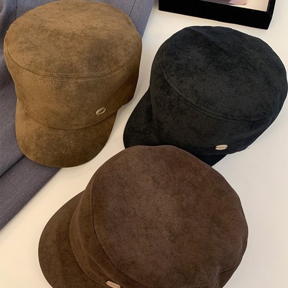 Flat Brim Suede Beret Vintage Beanie Cap Fashion Painter Berets  Streetwear