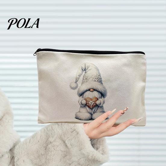 Stain-resistant Pouch Christmas Theme Makeup Bag, with Black Zipper, Wear-Resistant Toiletry Wear-resistant Fabric Bag Durable Canvas Storage