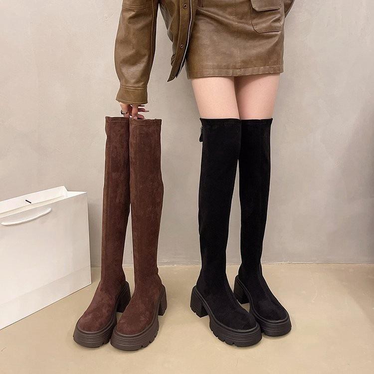 Over-knee Boots Women's Autumn and Winter New Thick-soled Thick-heeled High-tube Temperament Thin Elastic Boots