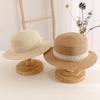 Internet celebrity lace bow straw hat baby sun hat girls beach hat British tide top hat flat top sun hat