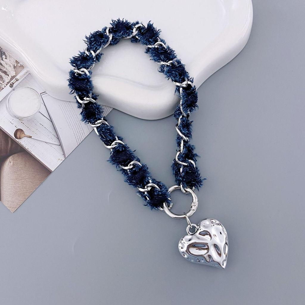 Trendigt Denimmönstrat Kedjearmband med Hänge för Telefoner & Väskor