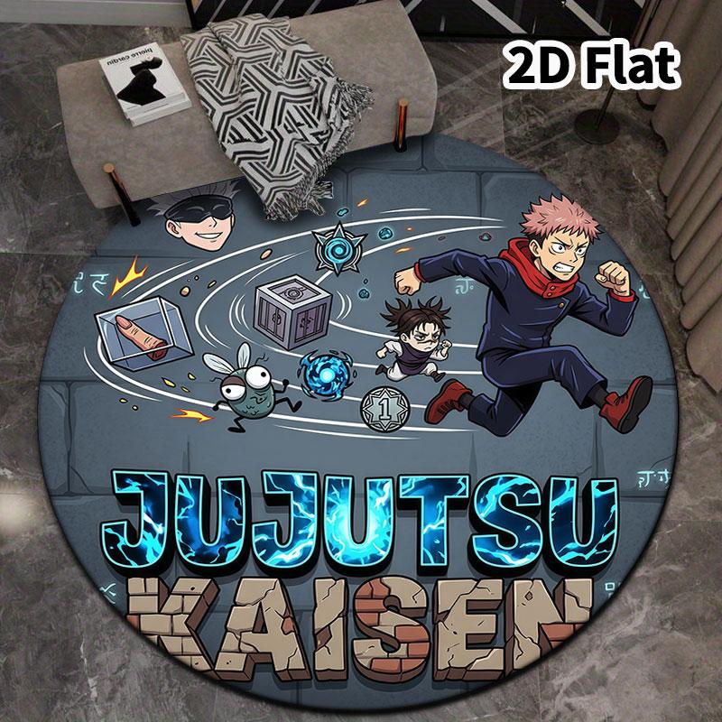 Tappeto Rotondo Jujutsu Kaisen Tappeto per Soggiorno Camera da Letto Divano Stanza dei Giochi Decorazione Tappetino Antiscivolo per Pavimento