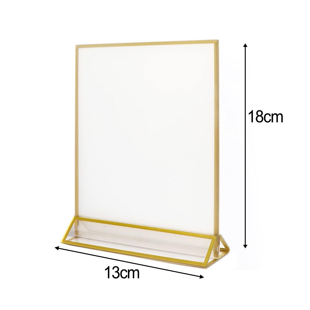 Porte-Affiches Acrylique à Bordures Dorées Présentoir Cadre Photo Porte-Papiers Transparent Présentoirs de Table pour Menus de Mariage Restaurants