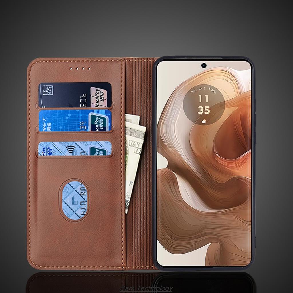 Magnetic Attraction Leather Case for Motorola Moto Edge 50 Ultra 6.7" Holster Flip Cover Case Wallet Phone Bags Fundas Coque
