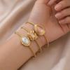 Meier Bracelet for Women, French Turquoise, Natural Stone Bracelet, Open Stainless Steel Bracelet, Palace Jewelry