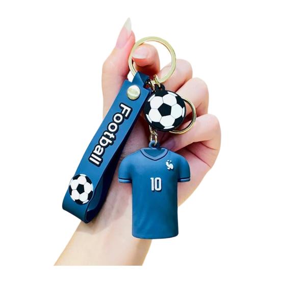Keychain Pendant, Golden Metal Chain Keychain with Buckle Soft PVC Rubber, 3D Jersey Shape Key Holder with Lanyard, for Keys Backpacks Car Fans Gift