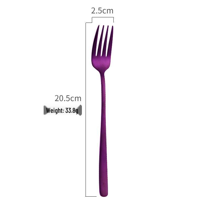 304 Stainless Steel Long Handle Gold-Plated Mixing Spoon and Fork Set, Korean Style