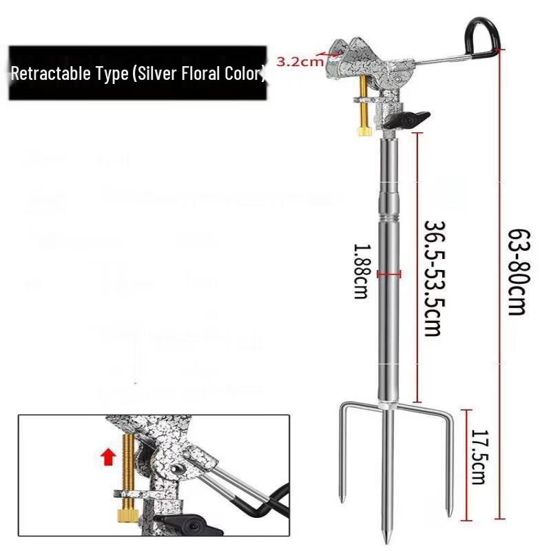 Brangdy Telescopic Stainless Steel Fishing Rod Holder 1-1.5M