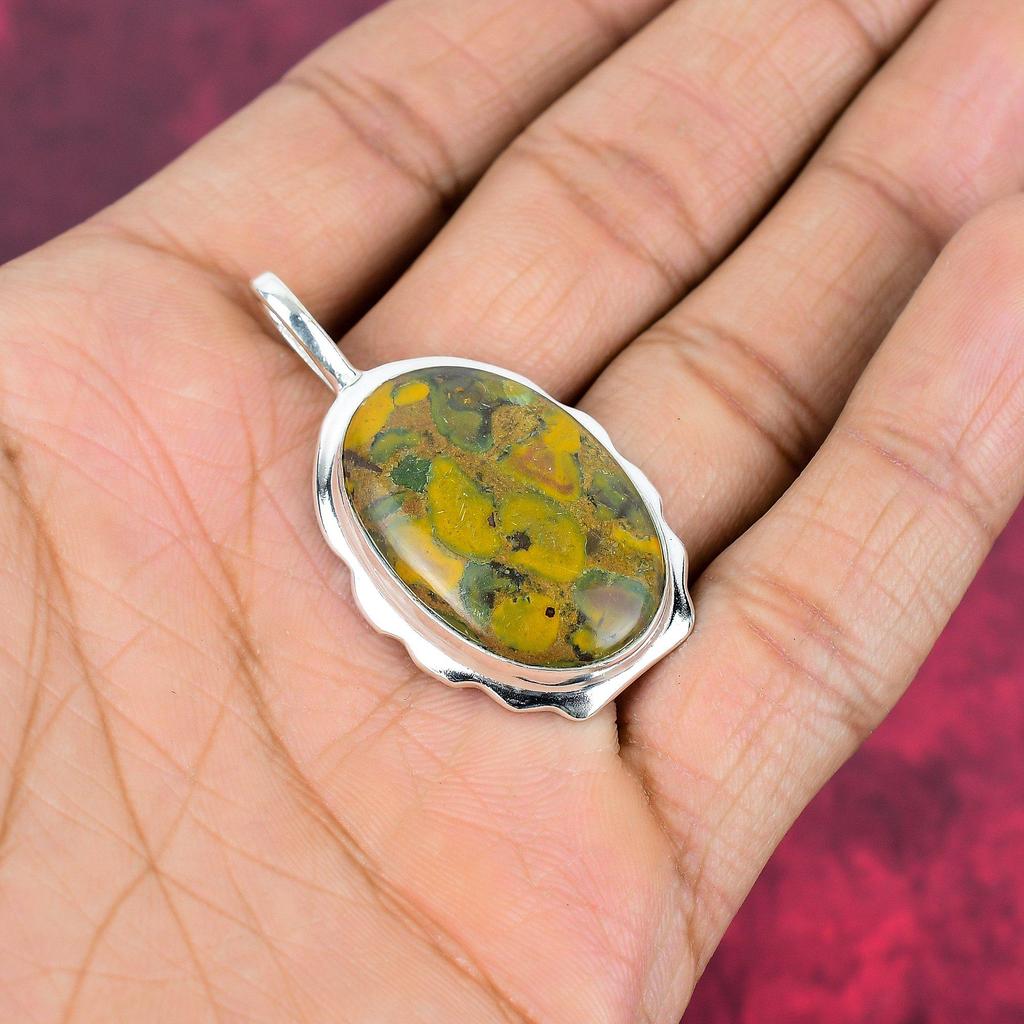 Fruit Jasper Jewelry, Handmade Gemstone Pendant, 925 Solid Sterling Silver Pendant Antique Jewelry, For Engagement Gift