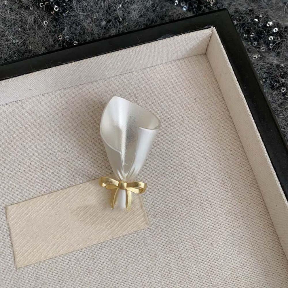 Elegant Flower Insertable Brooch French Style Silver Glossy Pin Metal Corsage Ornament  Banquet