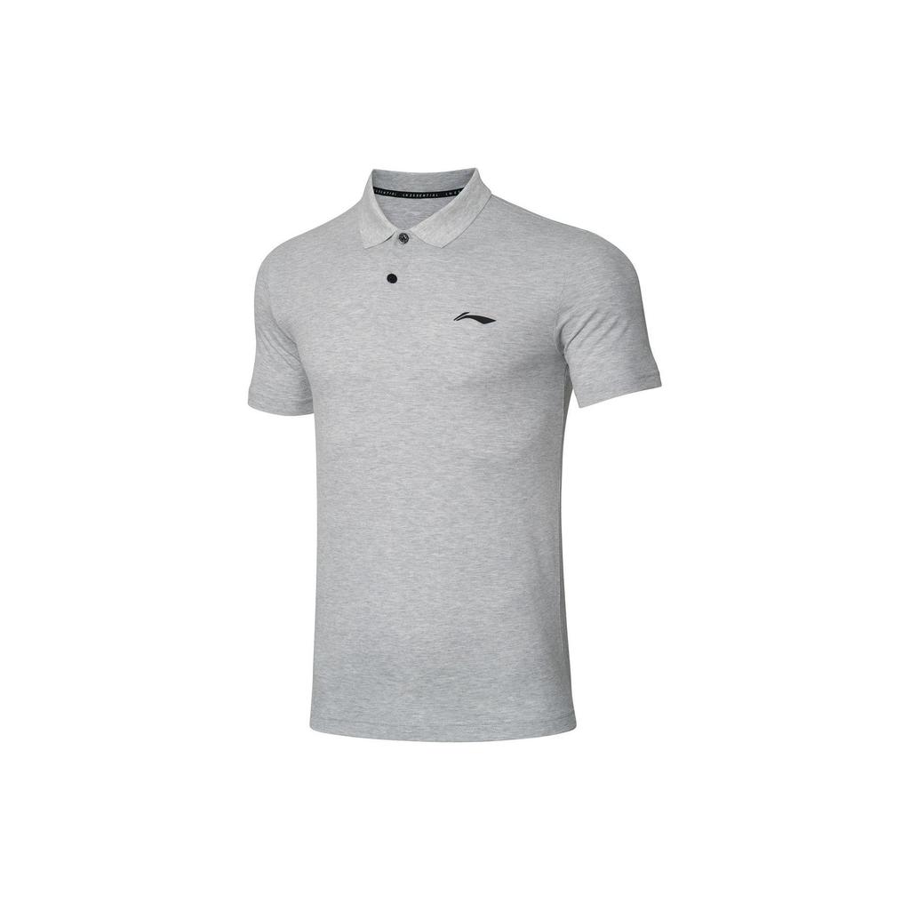Li Ning Solid Color Brand Logo Print Short Sleeve Polo Shirt Men Polo Shirts Light-Floral-Gray APLR005-6