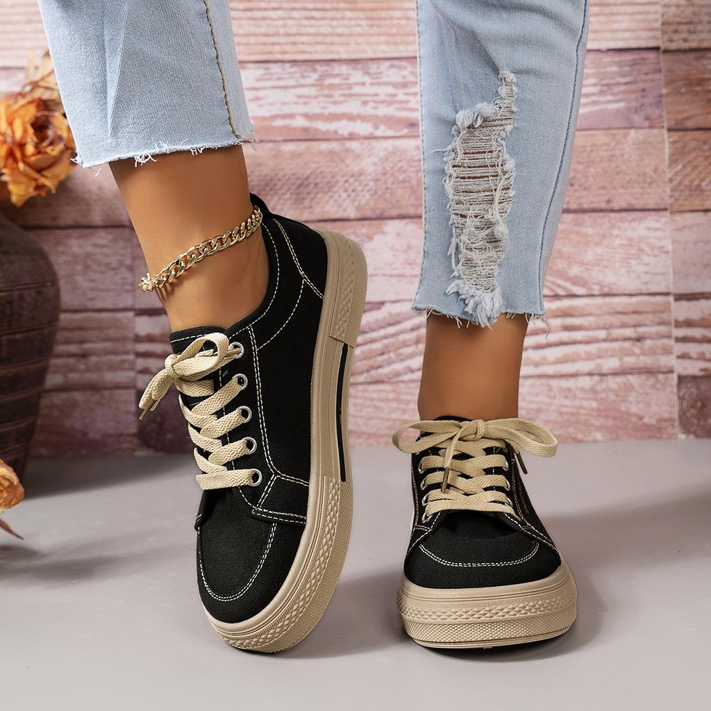 Spring New Canvas Shoes Women Flat Sports Leisure Women Shoe Soft Bottom Comfortable Black Cloth Shoes Sneakers 40