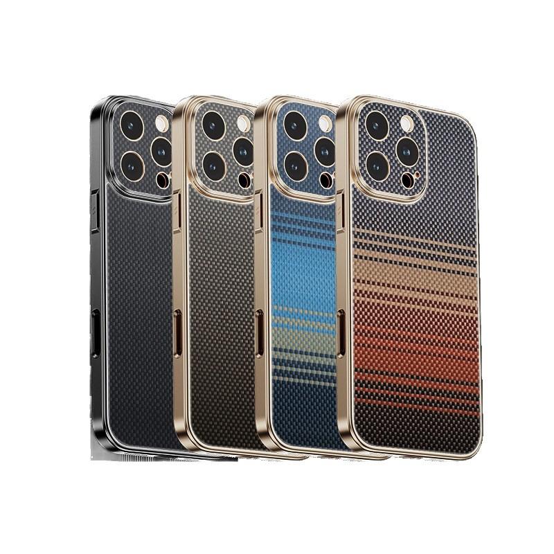 Full Coverage IPhone 17 Pro Max Case With Kevlar Texture Magnetic Snap-on Shockproof Hard Shell 16 15 Series