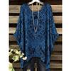 Tessuto Estivo Imitazione Denim Stampa Tie-Dye Orlo Irregolare Girocollo Manica Corta da Donna Abbigliamento Casual da Esterno da Donna