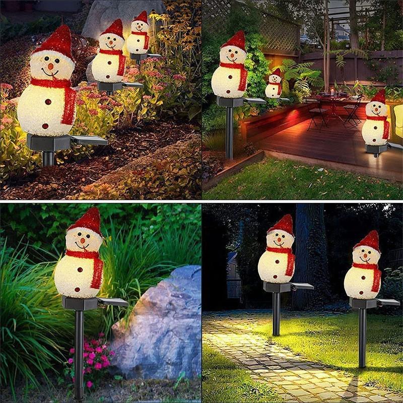 Solar Christmas Snowman Lights Garden Atmosphere Decorative Lights Waterproof Resin Garden Lights Landscape Lights Lawn Floor Insert Lights
