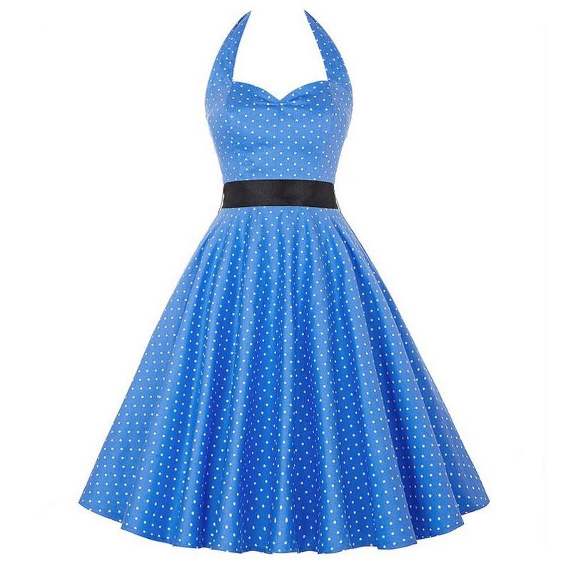 Elegante Vestito da Festa a Pois Vintage Anni '50 stile Halter di Audrey Hepburn