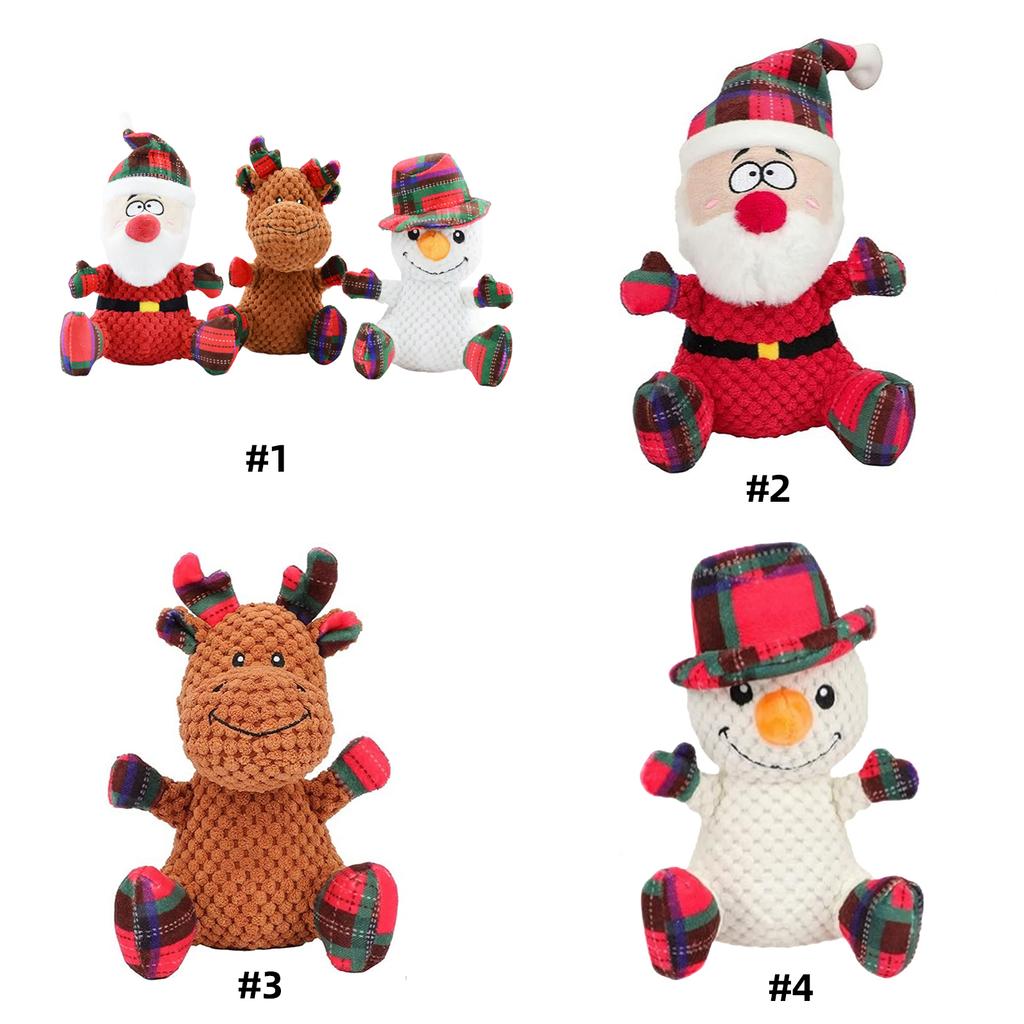 1/3pcs Smart Interactive Dog Toy Soft Christmas Plush Dolls Puppy Chew Pet Squeak Knot Toy Chew Resistant for Puppy Medium Dogs