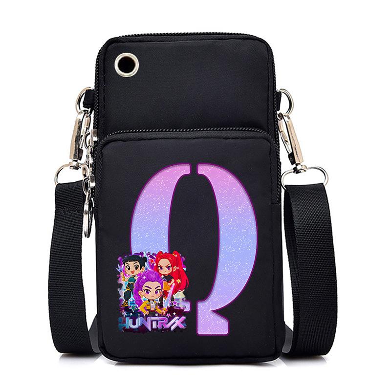 Anime Cartoon Peripheral 26 Letters Mobile Phone Bag Multi-Function Vertical Square Black Messenger Bag