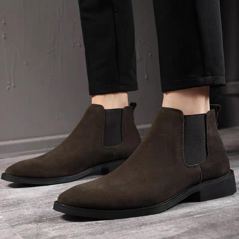 

Мужские ботинки Мартин зимние высокие на бархате 2025 новые мужские ботинки Челси британский прилив с высокой подошвой средней высоты мужские ботинки 38