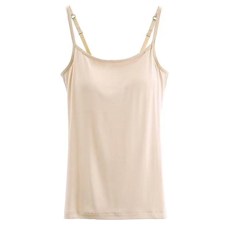 Women's Sexy Soft Cozy Camisole with Built In Bra Adjustable Shoulder Strap Vest Tank Tops